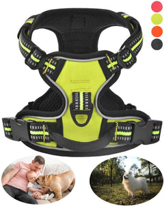 GAUTERF Dog Vest Harness Adjustable Reflective Breathable Oxford Soft with Front & Back 2 Leash Attachments and Easy Control Handle Vest Outdoor Harness fit Medium Large Dogs