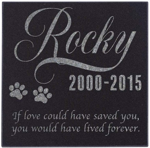 Personalized Pet Memorial Stone - Granite Dog or Cat Grave Marker | 4 Sizes |Sympathy Poem, Loss of Pet Gift, Indoor - Outdoor Tombstone Headstone - Dog Grave Marker w\/Pet Name