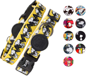 ZOOZ PETS Adjustable Dog Collar - Official Snoopy Dogs Collar Super Safe - Stylish Dog Collars for Large Dogs & Small - 10 Unique Designs in