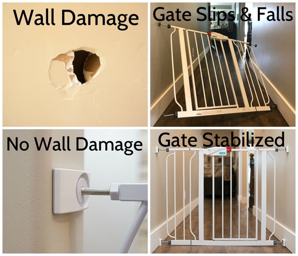 Wall Nanny - Baby Gate Wall Protector (Made in USA) Protect Walls & Doorways from Pet & Dog Gates - for Child Pressure Mounted Stair Safety Gate - No Safety Hazard on Bottom Spindles - Saver - 4 Pack