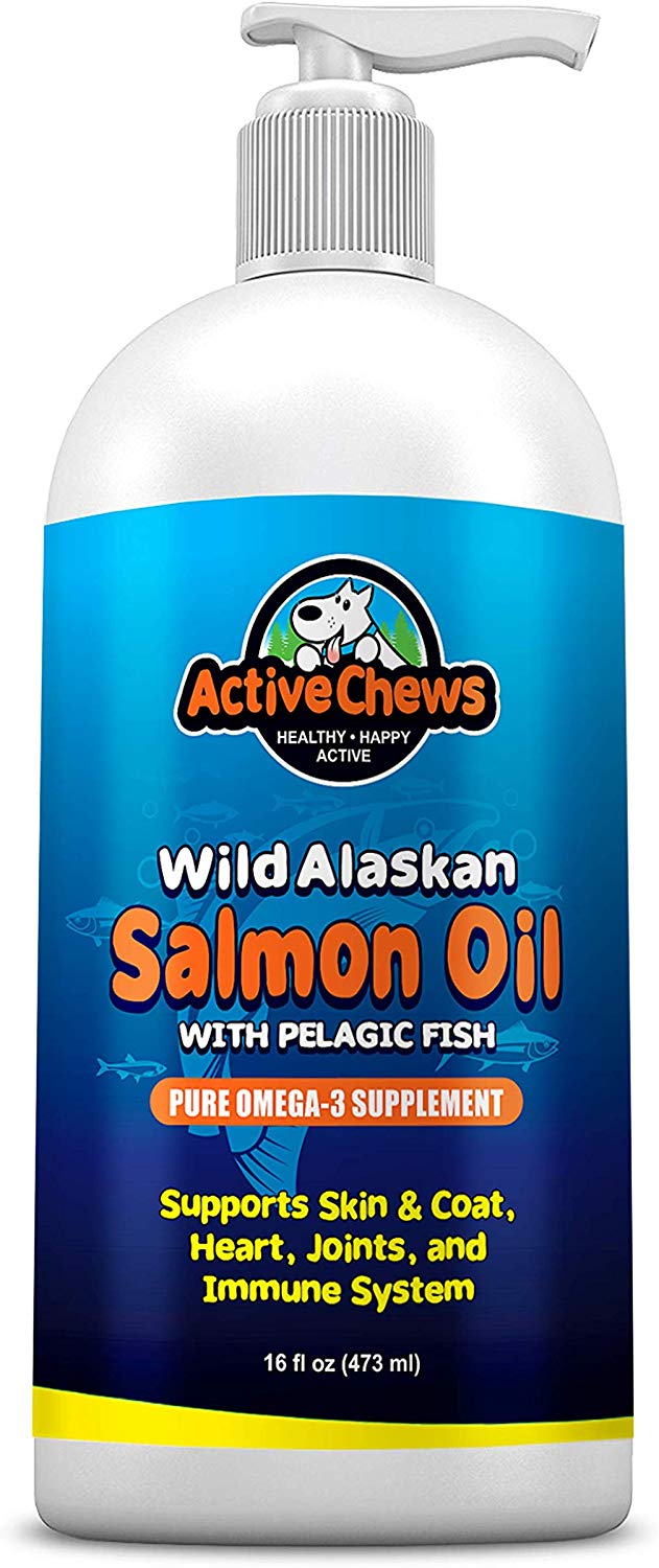 Active Chews Wild Alaskan Salmon Oil for Dogs - Natural Fish Oil for Dogs, Rich in Omega 3 for Dogs - Dog Skin and Coat Supplements, Supports Hip and Joint, Heart, Immune Health - 16 FL OZ