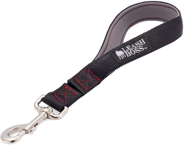 Leashboss Short Dog Leash with Padded Handle - 12, 18, and 24 Inch Leads for Large Dogs - 1 Inch Nylon