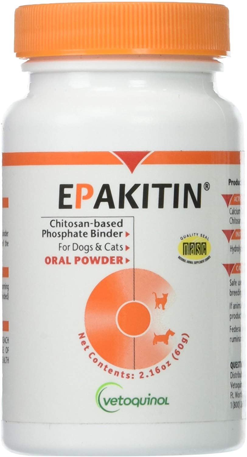 Vetoquinol Epakitin Chitosin-Based Phosphate Binder for Cats & Dogs – Renal Support Supplement Powder