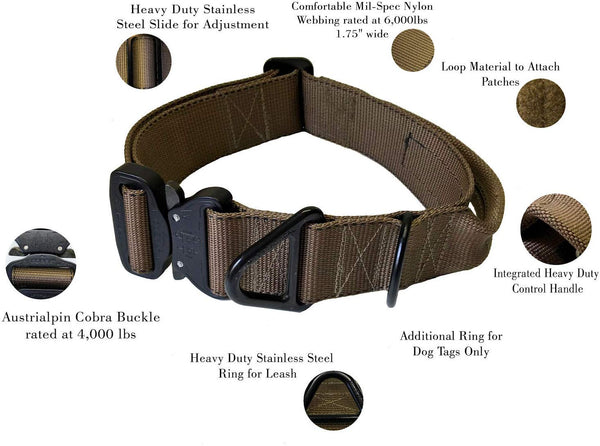 Miles Tactical Cobra Dog Collar for Large Dogs Heavy Duty