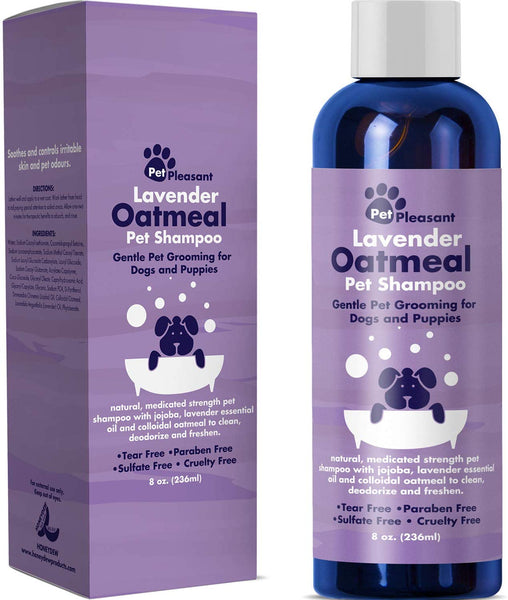 Natural Dog Shampoo with Colloidal Oatmeal - Puppy Shampoo for Dog Bath with Lavender Essential Oil Dog Wash - Pet Odor Eliminator Dog Shampoo for Smelly Dogs and Pet Grooming Itch Relief for Dogs