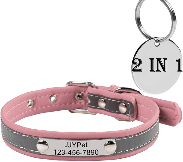 M JJYPET Personalized Dog\/Cat Collars Engraved Pet Collar with Name Plated,Reflective,Size Available:Extra-Small Small Medium Large Extra-Large