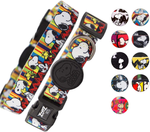 ZOOZ PETS Adjustable Dog Collar - Official Snoopy Dogs Collar Super Safe - Stylish Dog Collars for Large Dogs & Small - 10 Unique Designs in