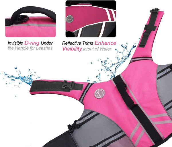 Vivaglory New Sports Style Ripstop Dog Life Jacket Safety Vest with Superior Buoyancy & Rescue Handle