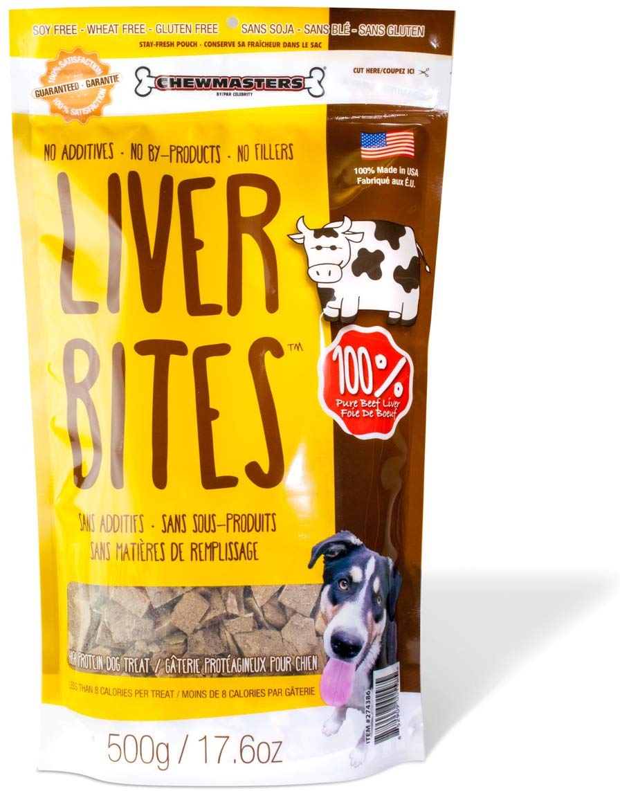 Chewmasters (274386) Beef Liver Bites Freeze Dried Dog Treats Bag, 17.6 Oz.