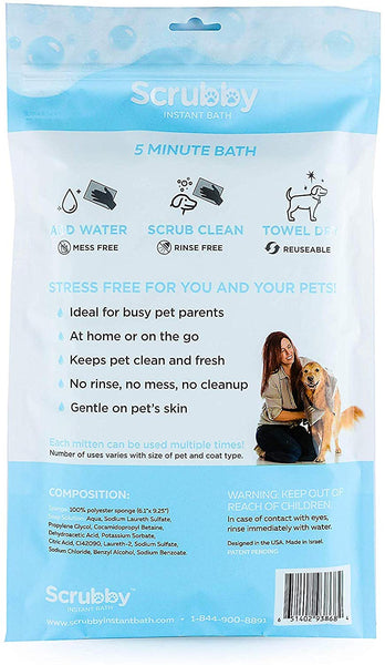 ScrubbyPet No Rinse Pet Wipes- Use Pet Bathing, Pet Grooming Pet Washing, Simple to Use,Just Lather, Wipe, Dry. Excellent Sensitive Skin. The Ideal Pet Wipes Bathing Your Pet Dog Cat