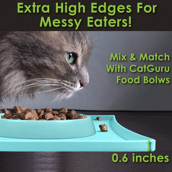 CatGuru Cat Food Mat, Small & Large Pet Food Mat, Pet Mats for Food and Water, FDA Silicone Pet Feeding Mat, Non Slip Cat Mat for Food, Best Pet Bowl Mat, Waterproof Cat Feeding Mat