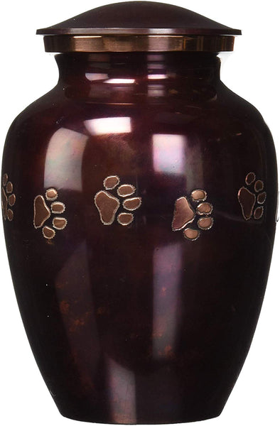 Best Friend Services Ottillie Paws Series Pet Urn for Dogs and Cat Ashes, Hand Carved Brass Pet Cremation Urns