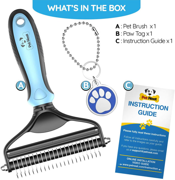 Dog Brush and Cat Brush – 2 Sided Pet Grooming Tool for Deshedding, Mats & Tangles Removing – No More Nasty Shedding and Flying Hair