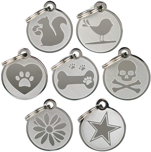 GoTags Playful, Custom Engraved Pet ID Tags, Solid Stainless Steel, Personalized Dog and Cat Pet ID with up to 4 Lines of Text, Cute, Durable and Long-Lasting