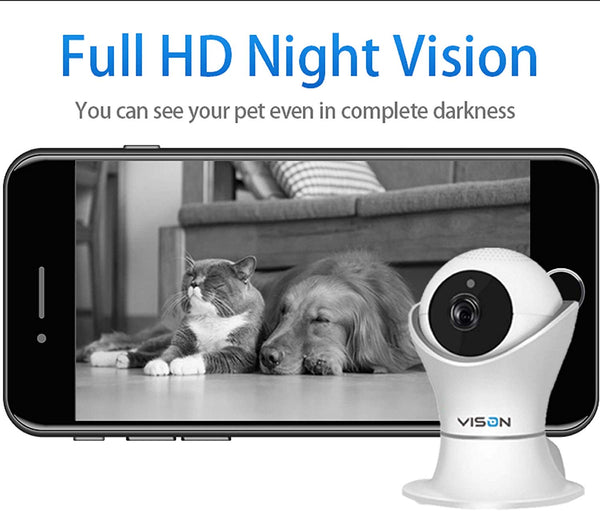 FullHD 1080p WiFi Home Security Camera Pet Camera Wireless IP Indoor Surveillance System Pan/Tilt/Zoom with 2 Way Audio Night Vision Motion Detection Remote Baby Monitor iOS/Android