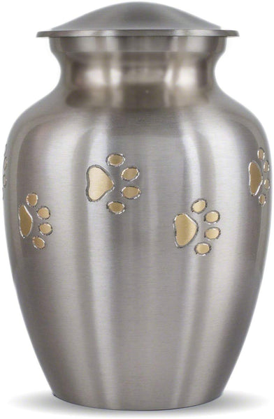 Best Friend Services Ottillie Paws Series Pet Urn for Dogs and Cat Ashes, Hand Carved Brass Pet Cremation Urns