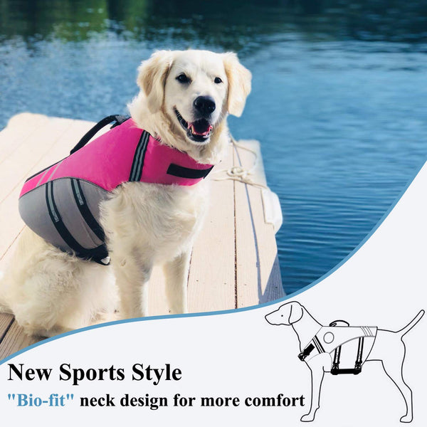 Vivaglory New Sports Style Ripstop Dog Life Jacket Safety Vest with Superior Buoyancy & Rescue Handle