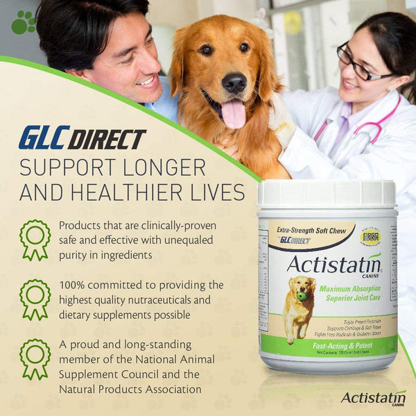 Actistatin Canine - Patented Extra-Strength Joint, Cartilage, Soft Tissue Supplement: Glucosamine, Chondroitin, Manganese, MSM, L-Carnitine - High Absorption, Fast Results