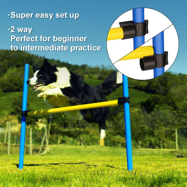 Sowsun Dog Agility Equipment, Outdoor Games Exercise Training Ostacle Couse Hurdles for Jumping Practice, Agility Starter Kit with Carrying Case