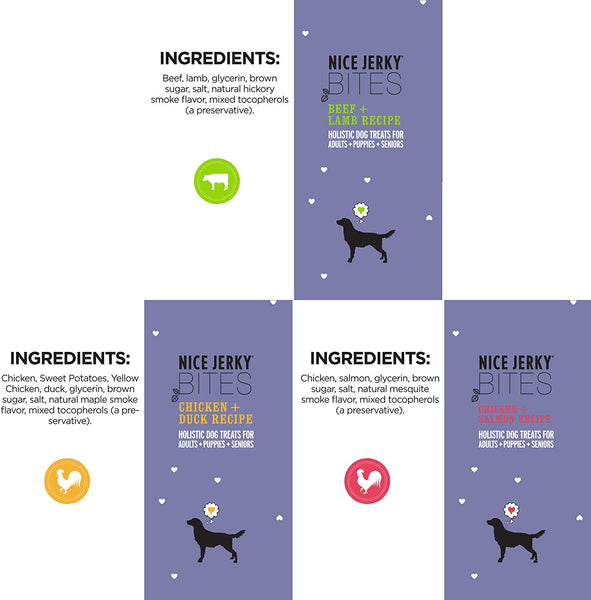 "I and love and you" Nice Jerky Bites - Grain Free Dog Treats (Variety of Flavors)