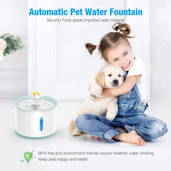 isYoung LED Pet Fountain, LED 81oz/2.4L Automatic Cat Fountain Dog Water Dispenser for Cats, Dogs