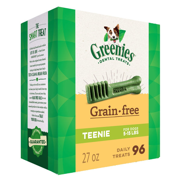 GREENIES Grain Free TEENIE Natural Dog Dental Care Chews Oral Health Dog Treats, 27 oz. Pack (96 Treats)