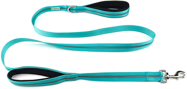 DCbark Dual Handle Lead, Double Padded Traffic Handle Dog Leash, Reflective Leash with 2 Comfortable Handles