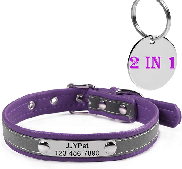 M JJYPET Personalized Dog\/Cat Collars Engraved Pet Collar with Name Plated,Reflective,Size Available:Extra-Small Small Medium Large Extra-Large