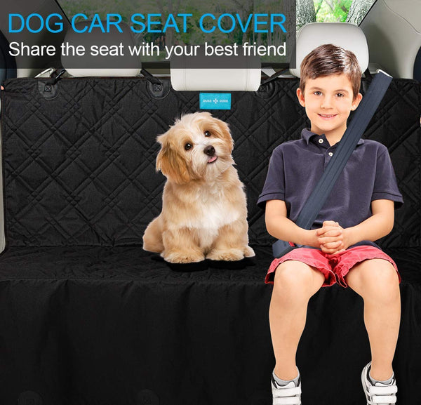 Dog Backseat Hammock Seat Cover Dog car Back seat Cover Waterproof Nonslip Rubber Backing Protector Washable Durable Luxury Material Great for Trucks Cars SUV pet seat Belt Leash Included