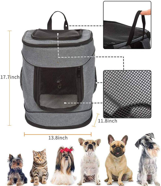 Arkmiido Pet Carrier Pet Backpack for Small Dogs Cats Puppies Pet Travel Bag Airline Approved with Mesh Windows Soft Mat for Hiking Travel Camping Outdoor to 18 Lbs Grey