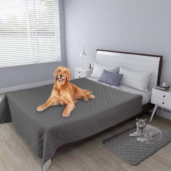 Easy-Going 100% Waterproof Dog Bed Cover Washable Couch Cover Non-Slip Sofa Cover Furniture Protector Cover Reusable Incontinence Bed Underpads for Pets Kids Children Dog Cat(68x82 in,Gray)