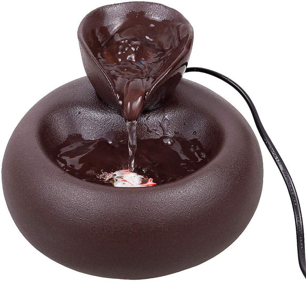 ROSE CREATE Ceramic Cat Drinking Water Fountain, 1.3 Liters Pet Water Fountains for Cats and Dogs, Electric Pet Water Dispenser with Quiet Pump and 5 Replacement Filters - Black Leaf Style