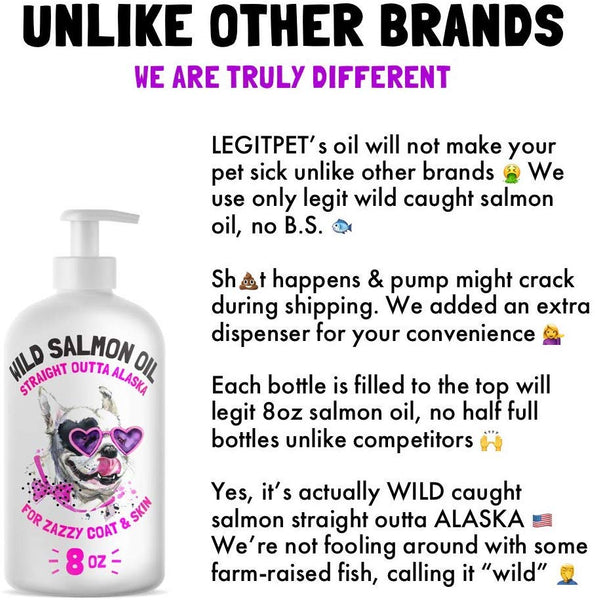 LEGITPET Wild Alaskan Salmon Oil for Dogs & Cats - Pure Fish Omega 3 6 9 Liquid Fatty Acids - Skin & Coat Supplement - Supports Joint Function, Immune & Heart Health 32 oz