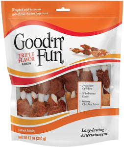 Good'N'Fun Triple Flavored Rawhide Kabobs for Dogs