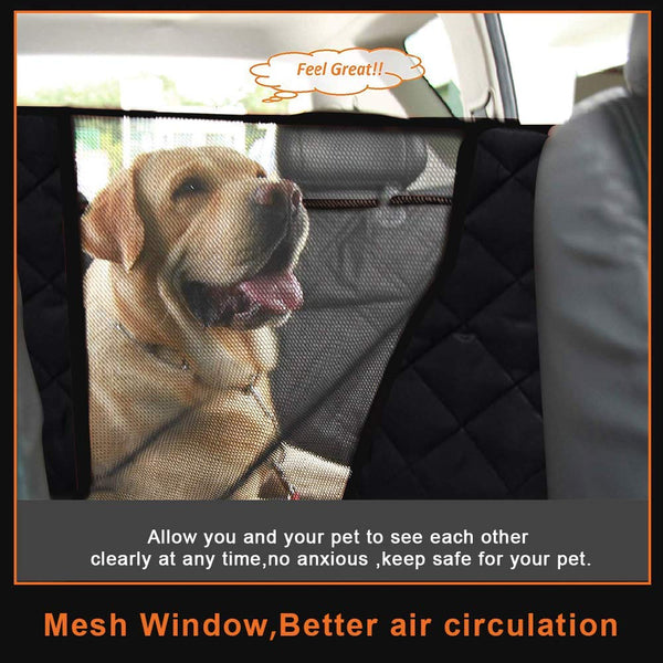 NPET Pet Car Seat Cover Protector with Side Flaps 100% Waterproof 600D Heavy Duty Scratch Proof Non Slip Backing Hammock Quilted Padded Durable Dog Seat Covers for Trucks,Cars and SUVs