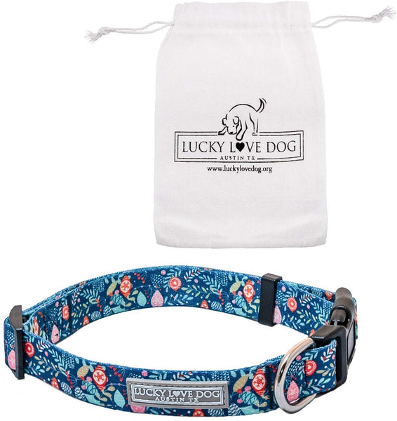 Lucky Love Dog Cute Female Dog Collar or Leash Set | Vivid Colorful Pretty and Unique Designs | Small Medium Large Girl Dogs | Floral Collar | Soft Your Purchase Helps Rescue Dogs
