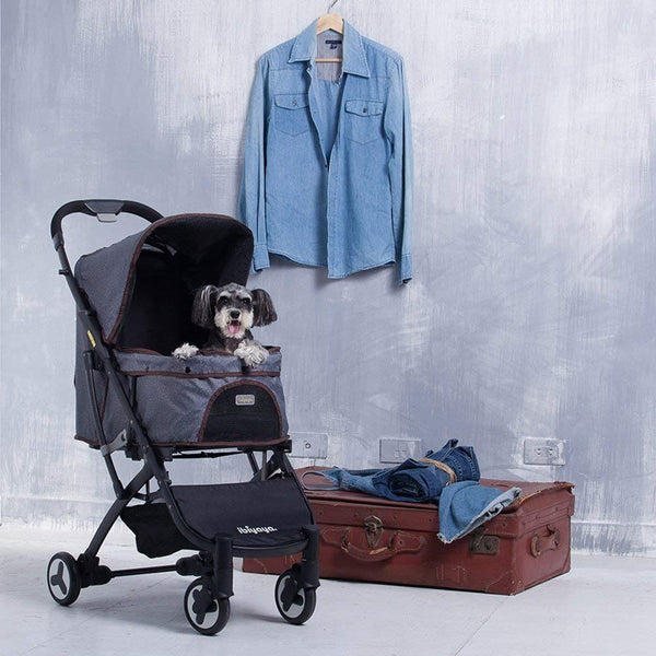 ibiyaya Light Weight Dog Strollers for Medium, Small Dogs and Cats | Smart Design Folds Down to a Large Hand Bag Size | Folding Puppy & Kitten Carrier Perfect for Pet Travel