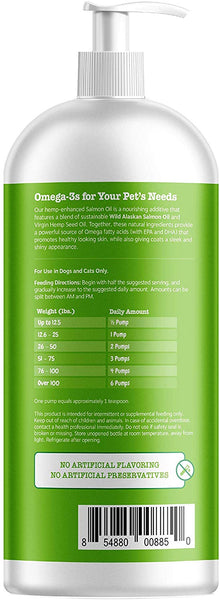 Zesty Paws Pure Wild Alaskan Salmon Oil with Hemp for Dogs & Cats - Omega 3 & 6 Fish Oil Pet Supplement with EPA & DHA - Anti Itching Skin & Coat Care + Hip & Joint Health - Heart & Immune Support