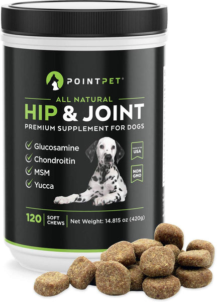 POINTPET Glucosamine for Dogs, Premium Joint Supplement with Chondroitin, MSM, Omega 3, 6, Vitamin C and E, Supports Healthy Joints, Improves Mobility and Hip Dysplasia, Arthritis Pain Relief