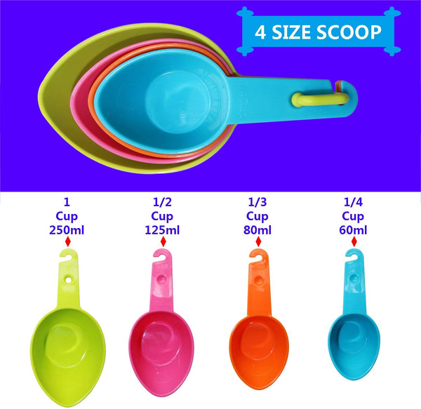 RYPET Pet Food Scoop - Measuring Cups Spoons Set Plastic Dog, Cat Bird Food (Random Color)
