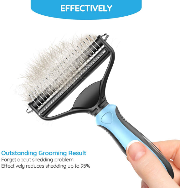 Dog Brush and Cat Brush – 2 Sided Pet Grooming Tool for Deshedding, Mats & Tangles Removing – No More Nasty Shedding and Flying Hair