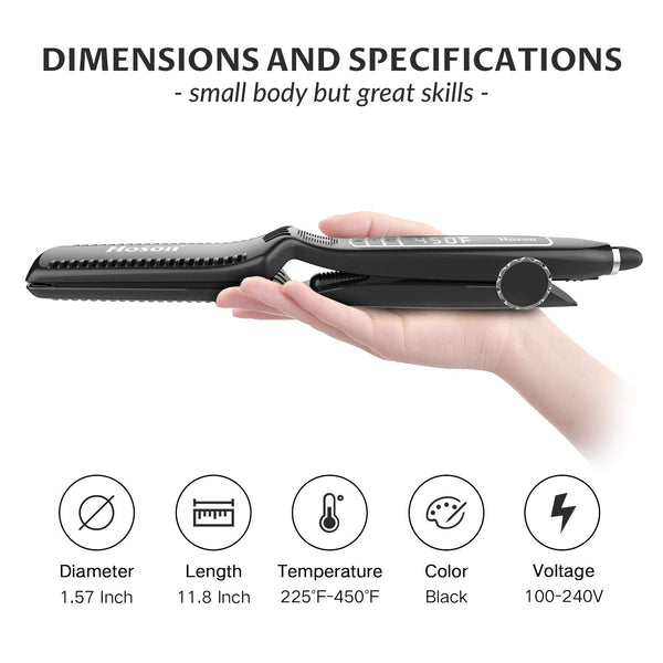 Professional Ceramic Tourmaline Hair Straightener, 1.75 Inch Flat Iron for Hair, Travel Straightening Iron Dual Voltage