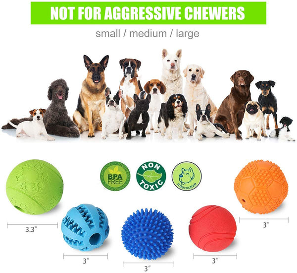 Slopehill 5 Interactive Dog Toys Balls for Small Medium Large Dogs, Dog Puzzle Toys for Boredom, Durable Squeaky Balls IQ Treat Ball Dog Chew Toys, Nontoxic Bite Resistant Toy Balls Treat Dispenser