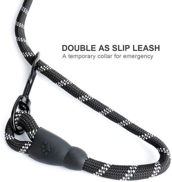 Toozey 5 FT Dog Leash, Rope Leash with Comfortable Padded Handle and Reflective Threads, Heavy Duty Braided Leash for Medium Large Dogs