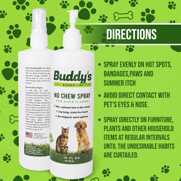 Anti Chew Bitter Spray for Dogs and Cats- 16 Oz, Lemon Taste-Stops Furniture Pet Chewing, Biting, Licking -Alcohol Free Deterrent/ Repellant - Made in USA, FDA Approved-For Puppy, Kitten Training Aid