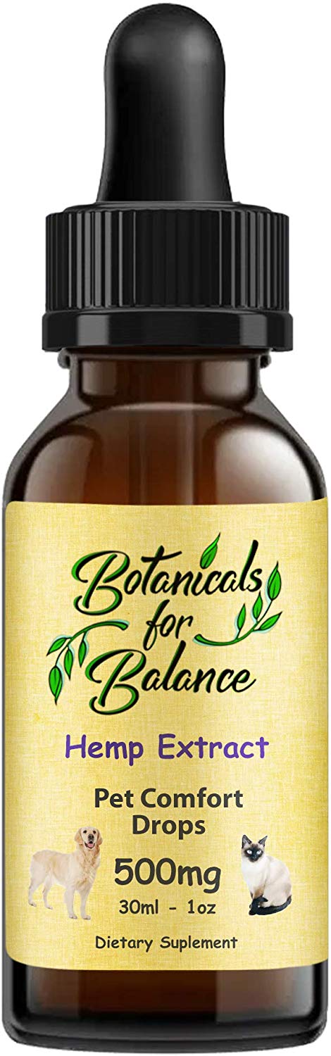 Botanicals for Balance Pet Drops Hemp Extract Supplements for Stress, Anxiety, Support Joints, Immune Function, Overall Wellness and Healthy Aging.