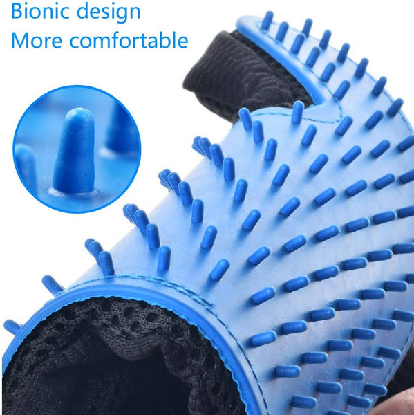 STARROAD-TIM Pet Grooming Glove Hair Remover Brush Gentle Deshedding Efficient Pet Mitt Pet Massage Gloves Left & Right Hand Draw Dogs Cats Horses Long Short Fur (1Pair Left & Right Hand (Blue))