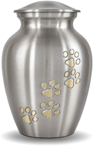 Best Friend Services Ottillie Paws Series Pet Urn for Dogs and Cat Ashes, Hand Carved Brass Pet Cremation Urns