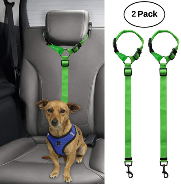 BWOGUE 2 Packs Dog Cat Safety Seat Belt Strap Car Headrest Restraint Adjustable Nylon Fabric Dog Restraints Vehicle Seatbelts Harness