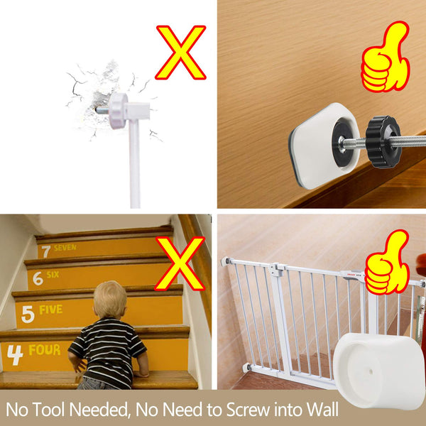 Vmaisi Baby Gate Wall Cup Protector Make Pressure Mounted Safety Gates More Stable - Wall Damage-Free - Fit for Doorway, Door Frame, Baseboard - Work on Dog & Pet Gates